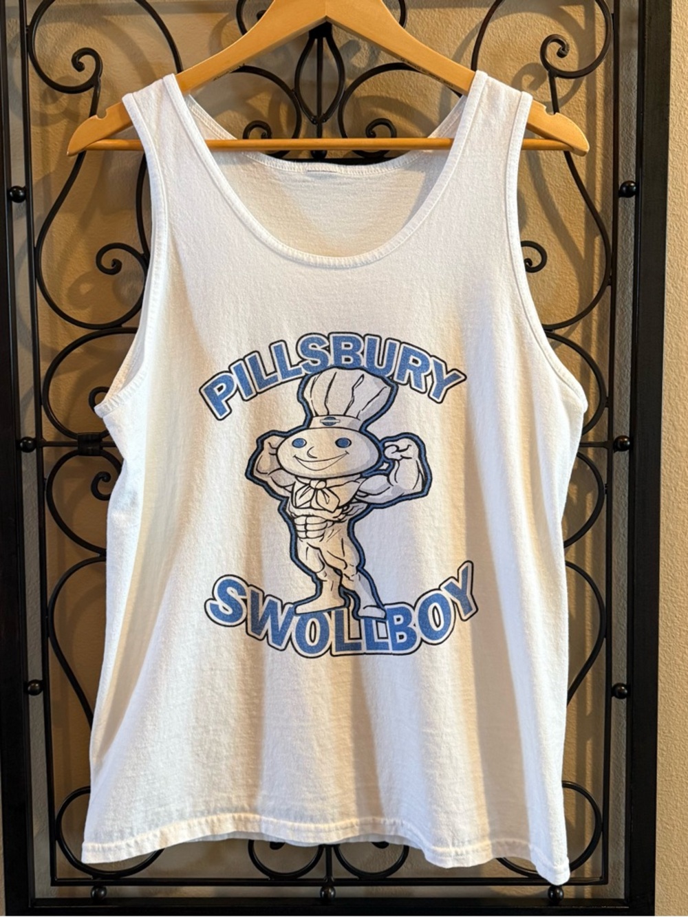Tank Top Pillsbury Swoll-Boy White Graphic Tank Men’s Funny Workout